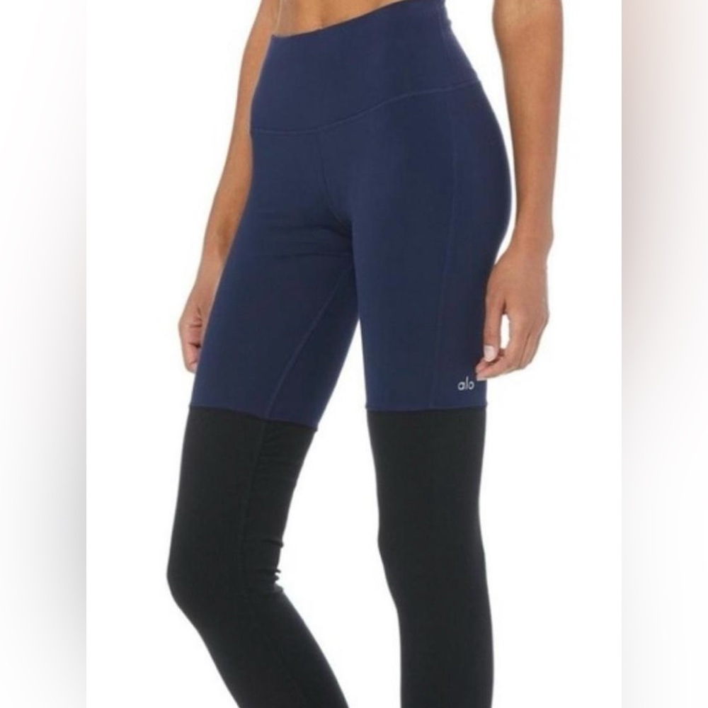 Alo Yoga Goddess Legging Navy Blue And Black Size Small